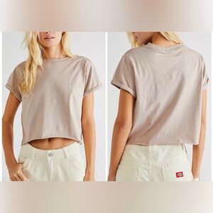 NWOT Free People We The Free The Perfect Tee - bunny tan cream - XS